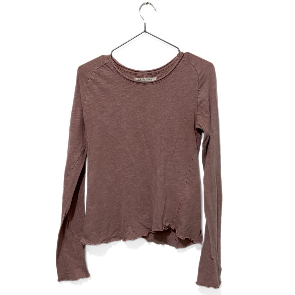 We The Free Pink/Mauve Flowy Cotton Lettuce-Trim Long Sleeve Top Size Medium